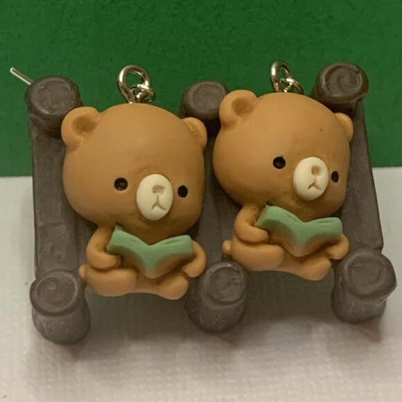 Teddy Bear Earring, Book Earring, Reading Earring, Bear Earring, Gift Idea, Bear - Picture 1 of 8